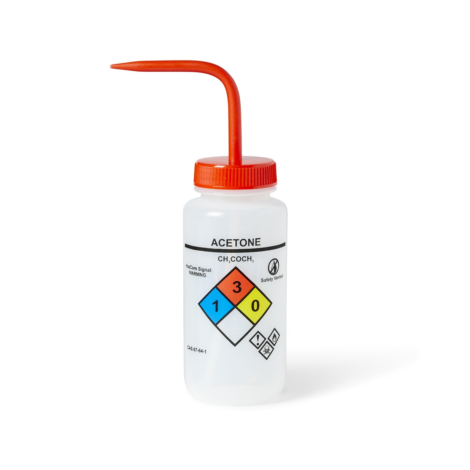 500mL Acetone Vented Wash Bottles – United Scientific® UniSafe™, LDPE, GHS Compliant, Pack of 6