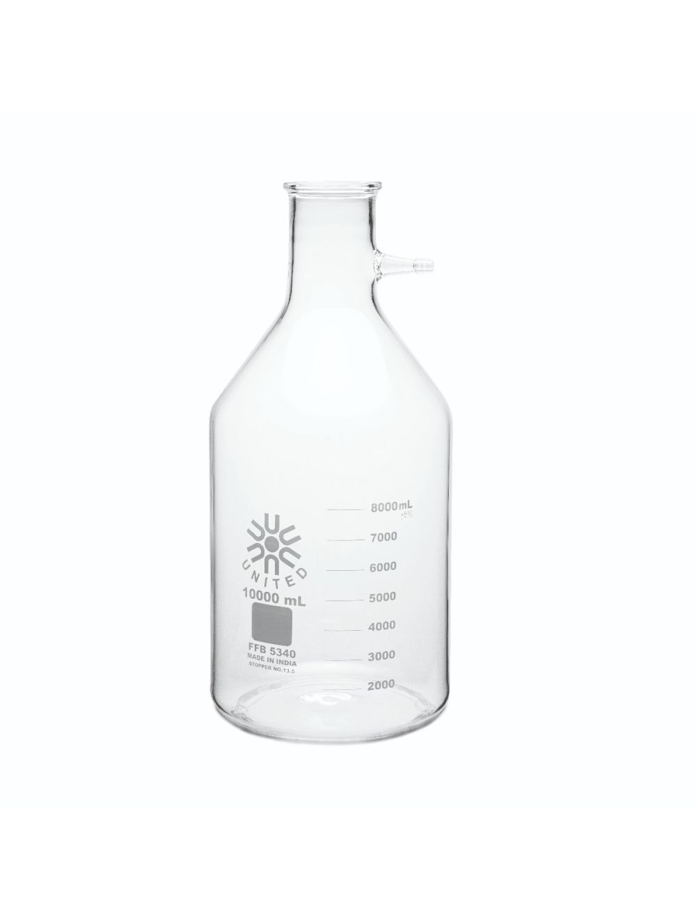 United Scientific® 10L Borosilicate Glass Filtering Bottle – Heavy-Duty Vacuum Filtration Flask