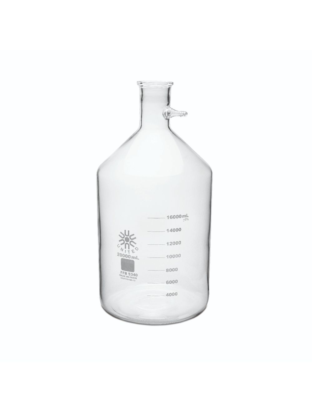 United Scientific® 10L Borosilicate Glass Filtering Bottle – Heavy-Duty Vacuum Filtration Flask