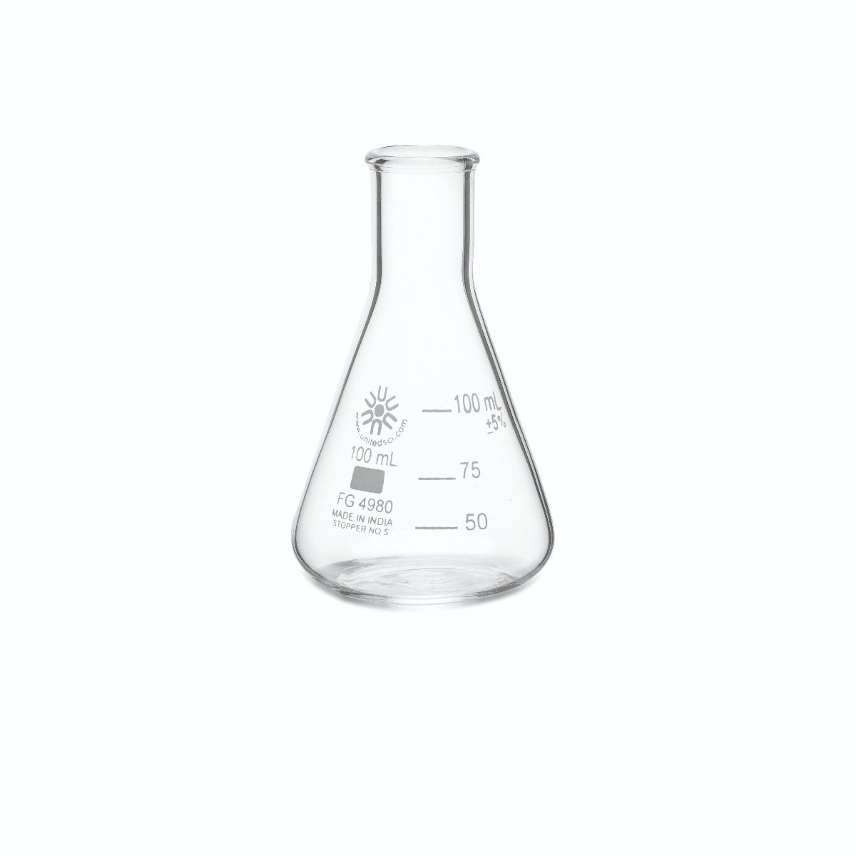 Borosilicate Glass Erlenmeyer Flask – United Scientific® Narrow Mouth Lab Flask