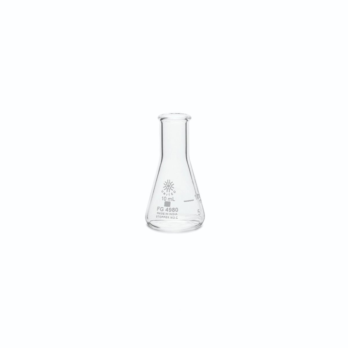Borosilicate Glass Erlenmeyer Flask – United Scientific® Narrow Mouth Lab Flask - 12 Pack