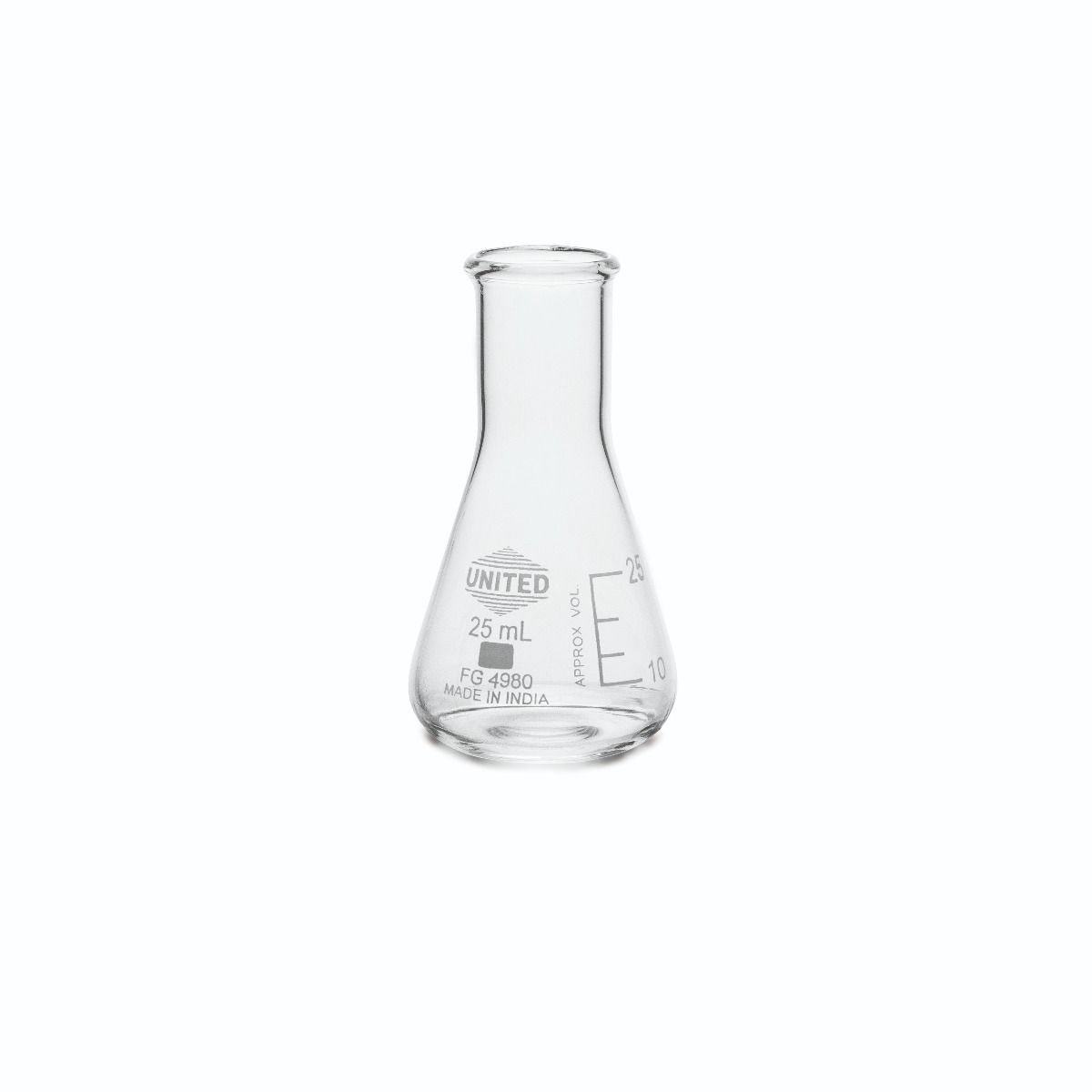 Borosilicate Glass Erlenmeyer Flask – United Scientific® Narrow Mouth Lab Flask - 12 Pack