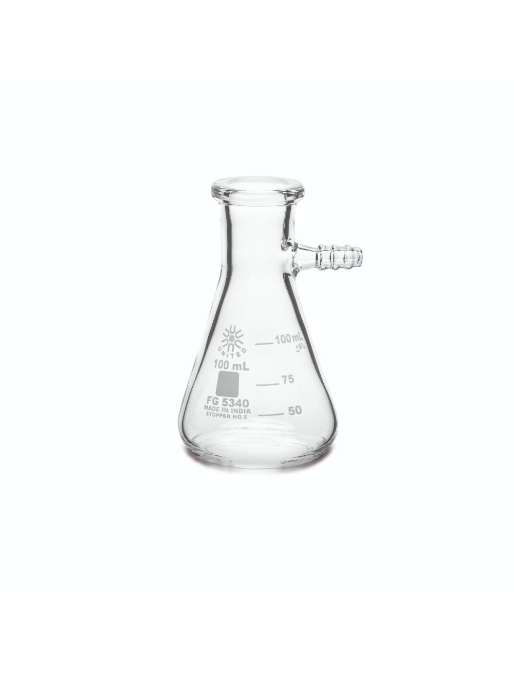 United Scientific® 100mL Borosilicate Filtering Flasks – Pack of 6, Vacuum-Ready Laboratory Flasks