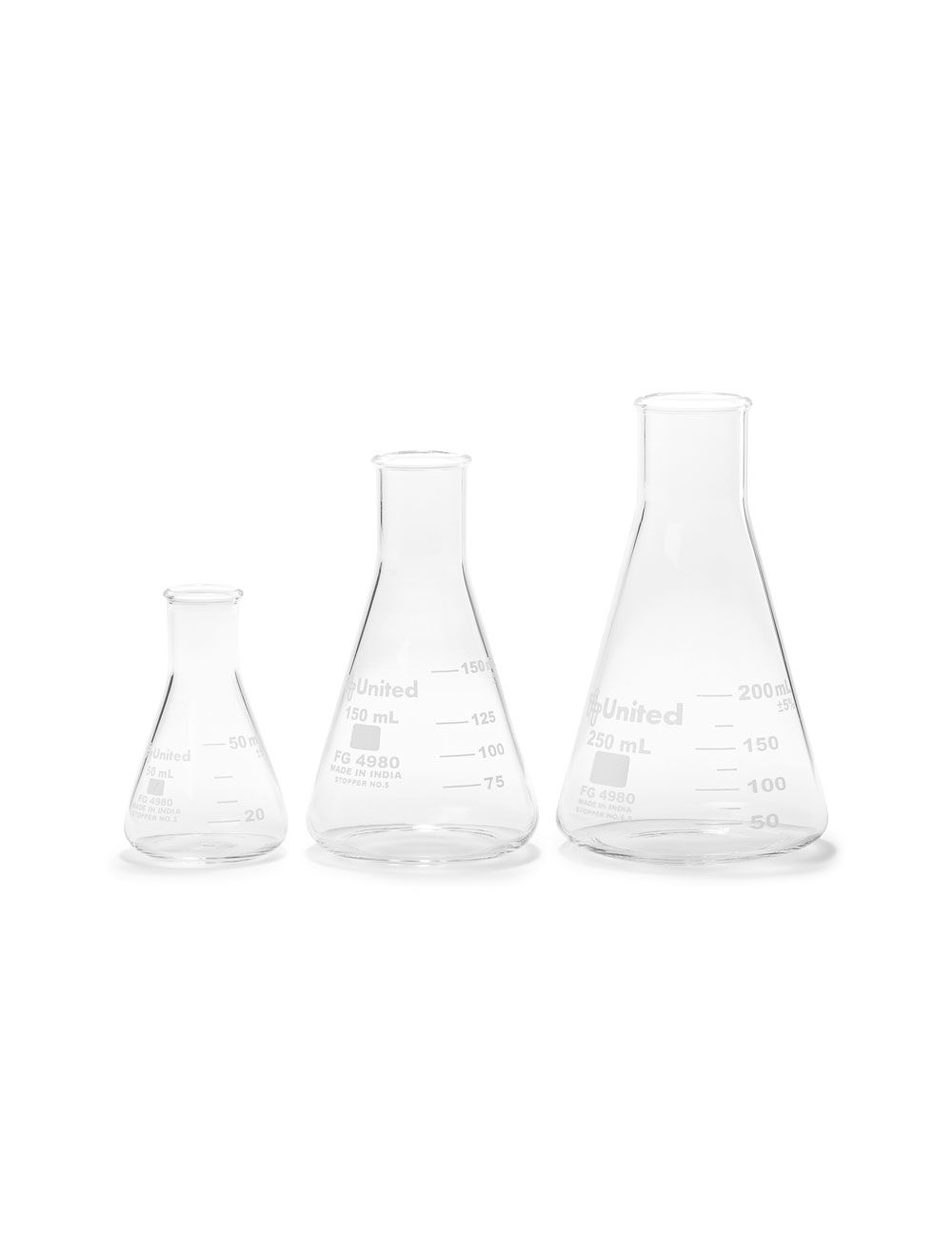 Erlenmeyer Flask Set – 3-Piece Borosilicate Glass (50mL, 150mL, 250mL) | Autoclavable & Durable