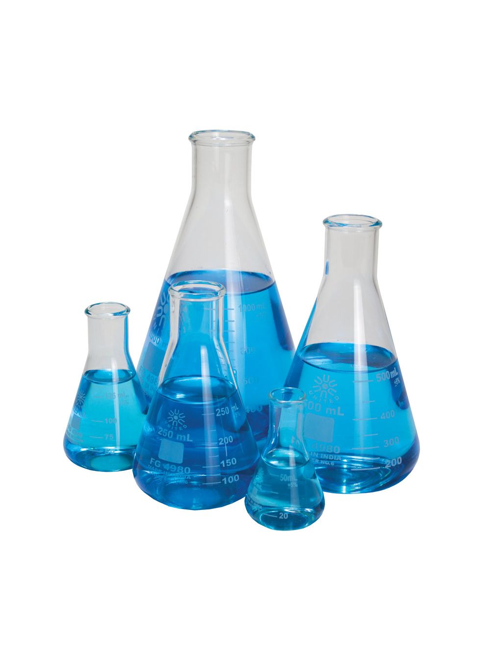 Erlenmeyer Flask Set – 5-Piece Borosilicate Glass Lab Flask Kit (50ml to 1000ml)