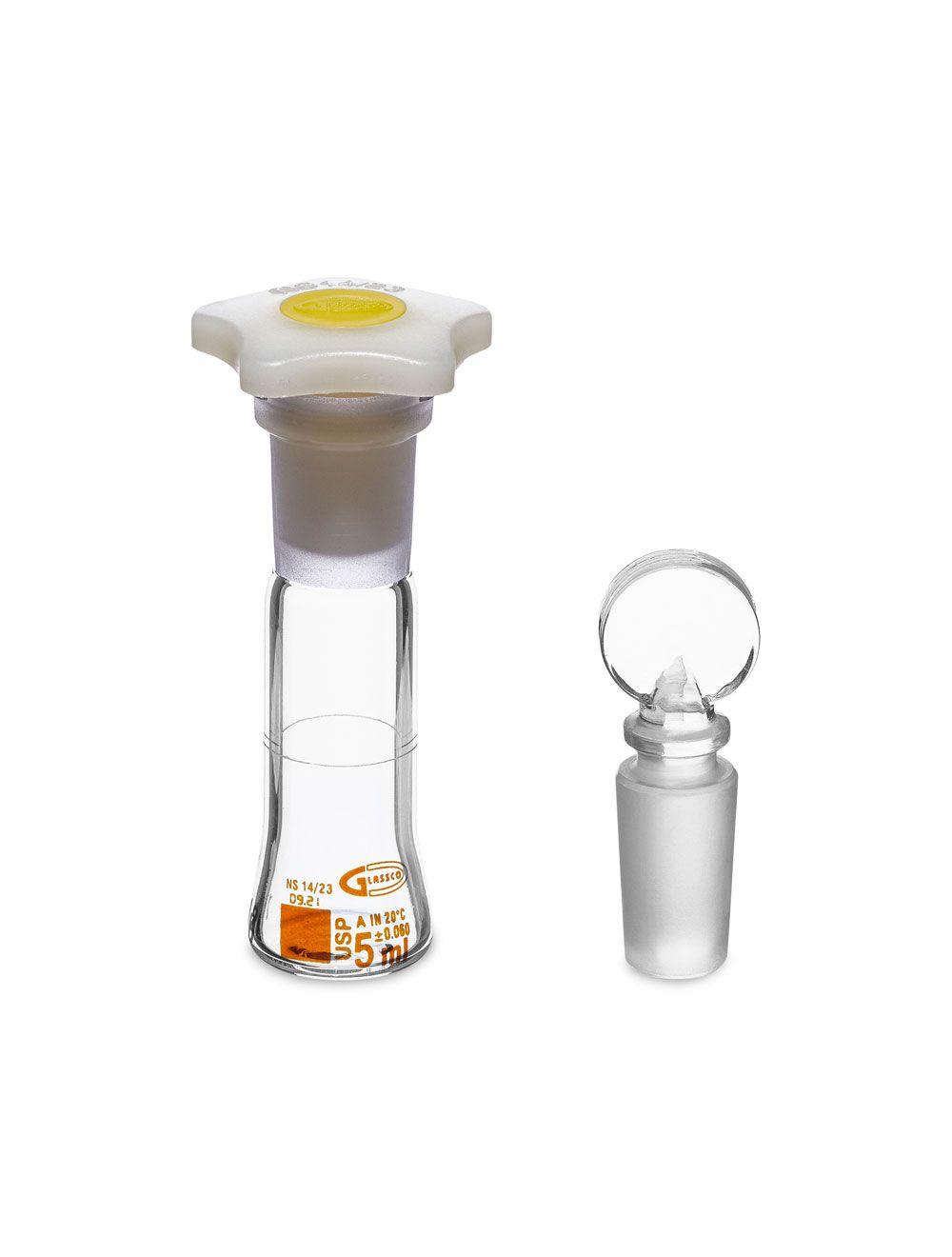 United Scientific® 5mL Class A Wide Mouth Volumetric Flask – Individually Certified, Borosilicate Glass