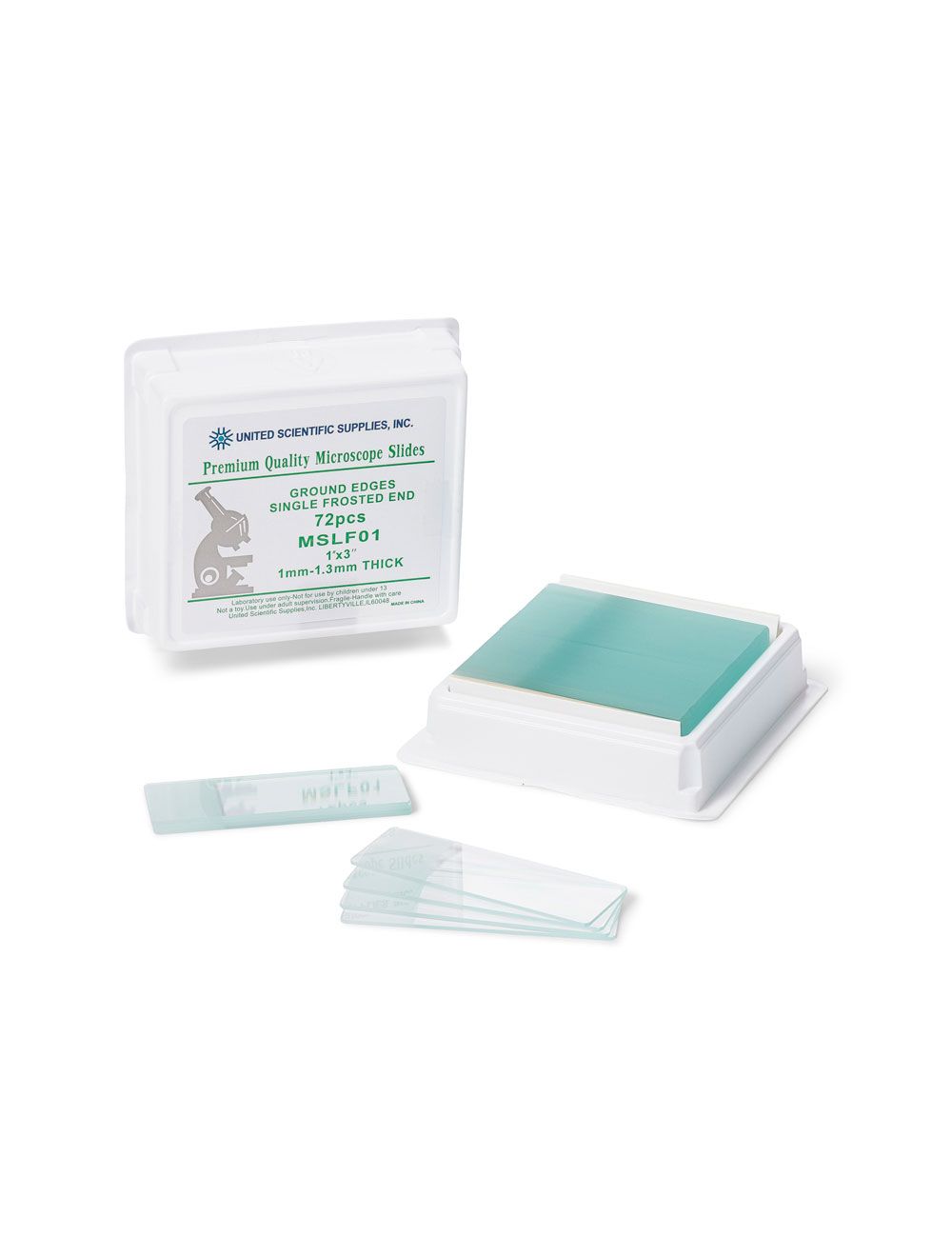 Glass Microscope Slides with Frosted Ends – Pre-Cleaned, Ground Edges, 75 x 25mm, 1–1.3mm Thick (Box of 72)
