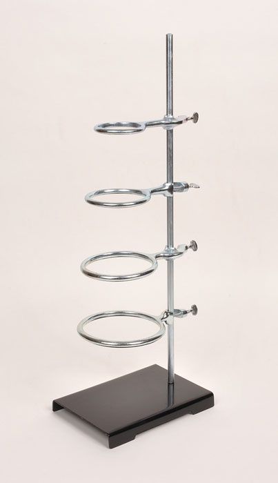 United Scientific® Support Stand and Ring Set – 4" x 6" Steel Base, 18" Rod, with 2 Rings (3" & 4")