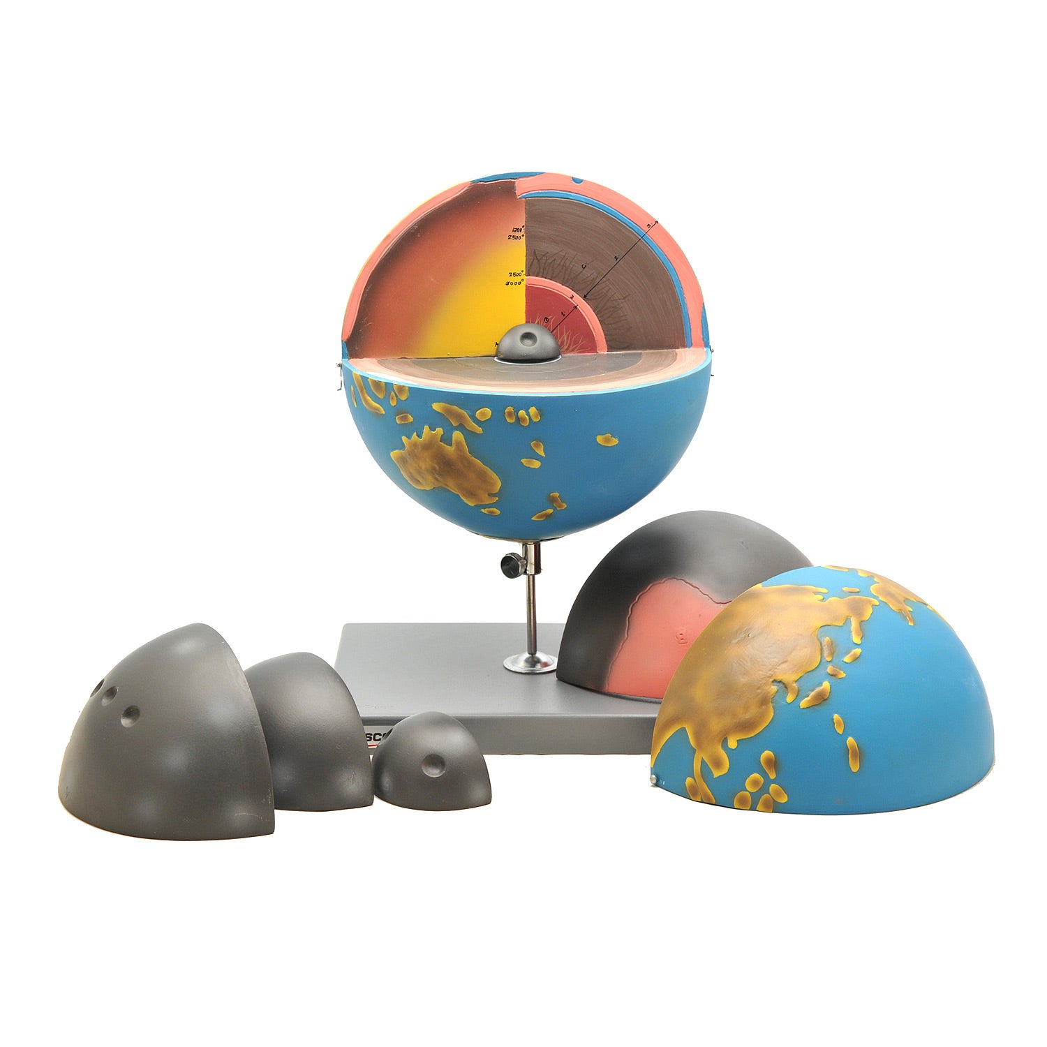 Eisco Labs Earth Globe Model – 7 Piece Cross Sectional Geology Model with Detachable Layers for Classroom Learning
