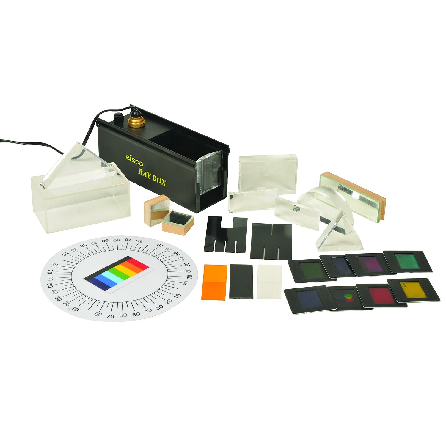 Eisco Labs Visible Ray Geometrical Optics Set – 28 Piece Tabletop Kit for Reflection, Refraction & Light Experiments