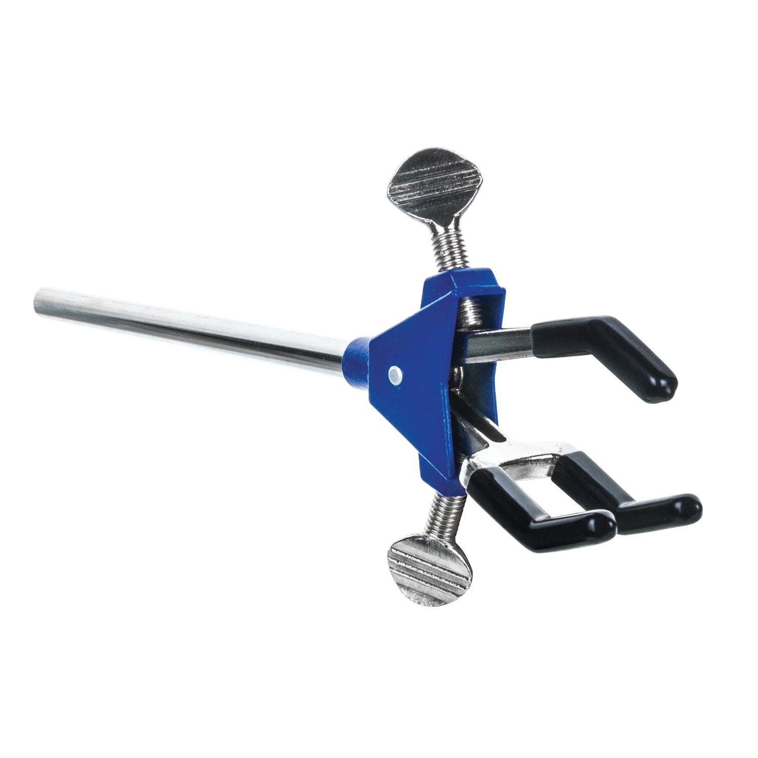 3-Finger Adjustable Lab Clamp with Stainless Steel Rod – Vinyl Coated Prongs, 2.3" Max Opening – Heavy Duty Laboratory Support Stand Clamp