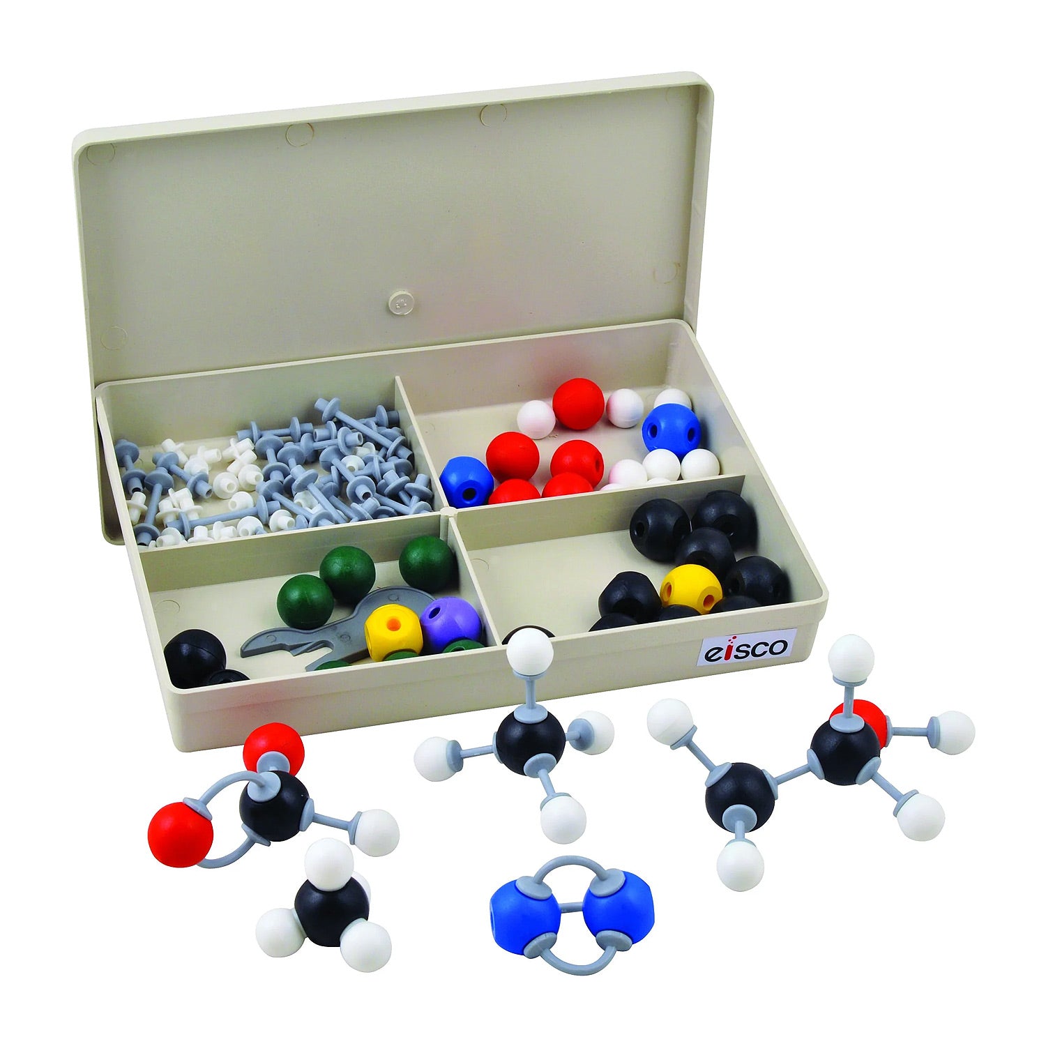 EISCO® Organic Chemistry Molecular Model Student Set – 50 Atoms, 64 Links, 114-Piece Kit with Storage Box & Bonding Tool
