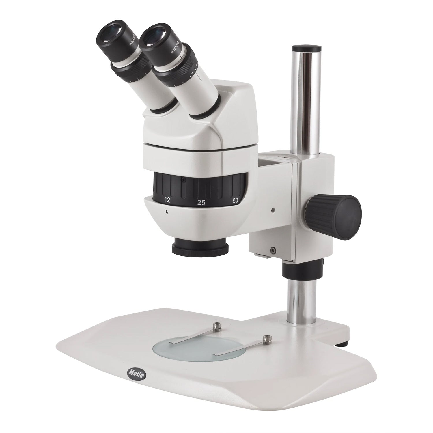 Motic K-400P Binocular Stereo Microscope – CMO Infinity Optical System, 7.5X–50X Magnification, WF10X/23mm Eyepieces, Pole Stand