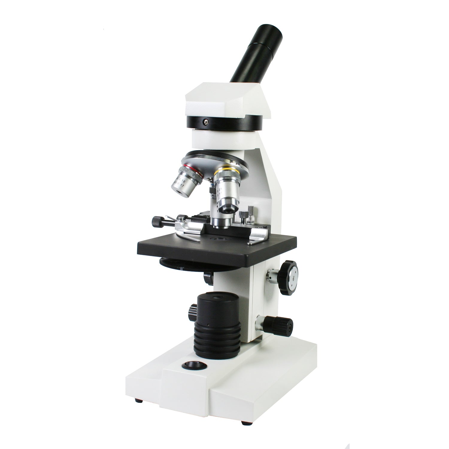 National 131 Series Monocular LED Compound Microscope – Cordless & Corded Models with Mechanical Stage, Rechargeable Illumination, and DIN Optics for High School & Educational Labs