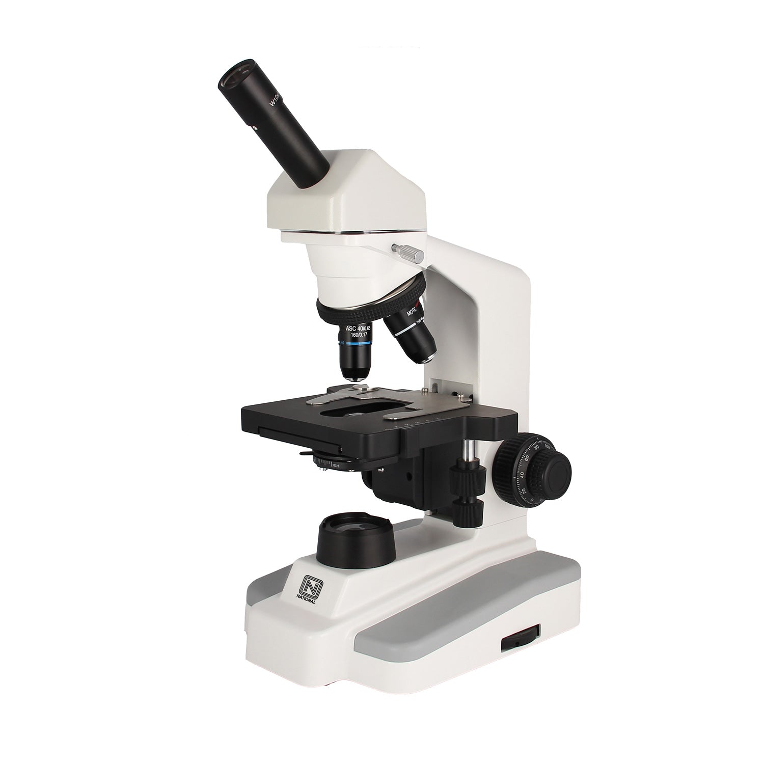 National Optical 167-ASC Monocular Compound Microscope – Corded LED Illumination, Super High Contrast Objectives, for University & Laboratory Use