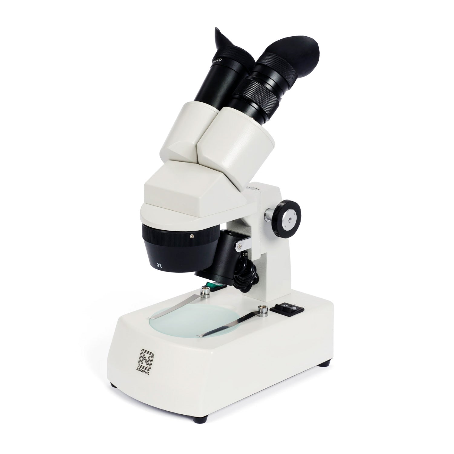 National Optical 452TBL & 453TBL-10-LED Dual Magnification Stereo Microscopes — Cordless, Compact, and Classroom-Ready
