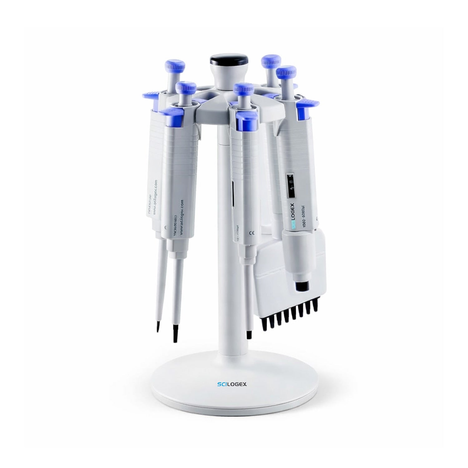 SCILOGEX Carousel Pipettor Stand – Rotating Laboratory Pipette Holder for 6 Micropipettes | Bench-Top Pipette Storage Organizer