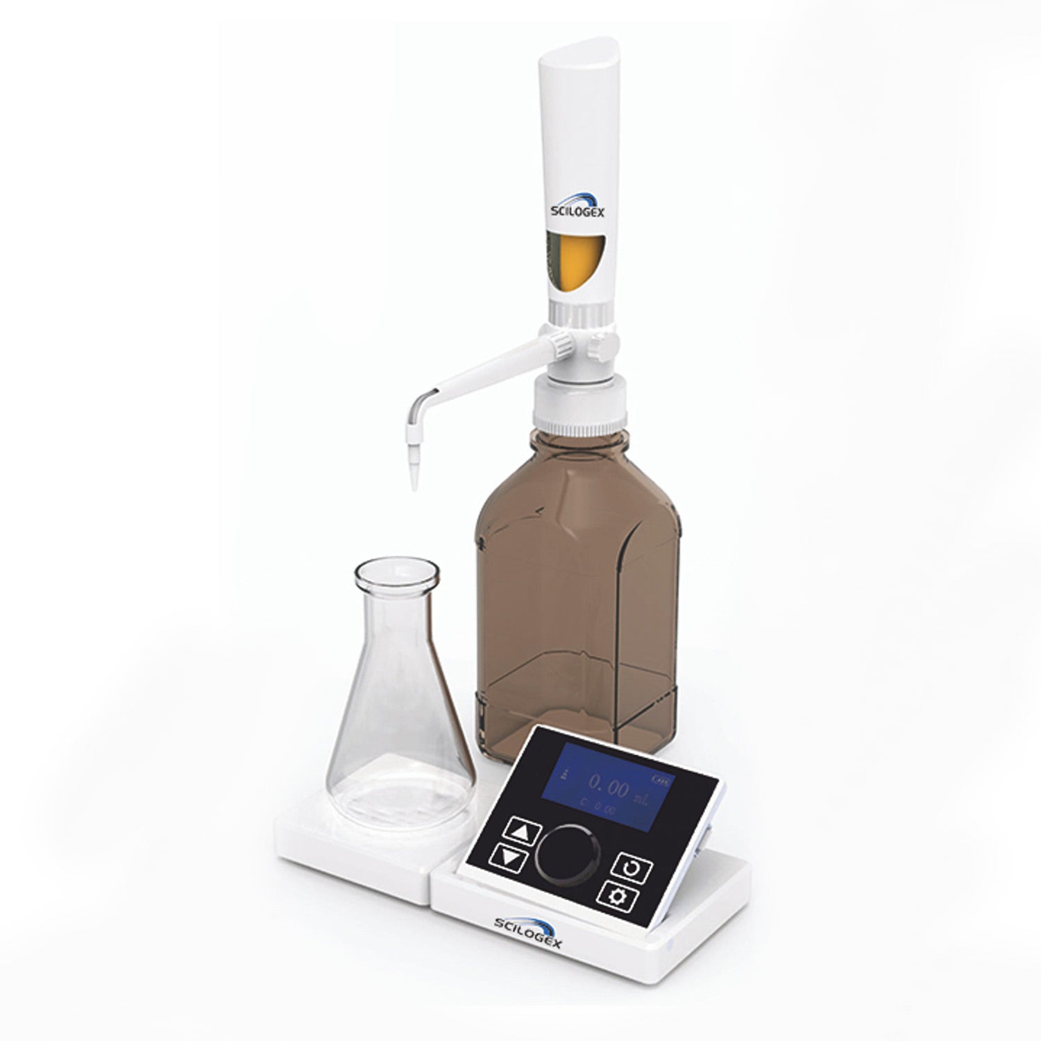 SCILOGEX iFlow Motorized Digital Bottle Top Dispenser, 0.1–99.9mL with LCD Touchscreen & Remote – Lab-Grade Accuracy, US Plug