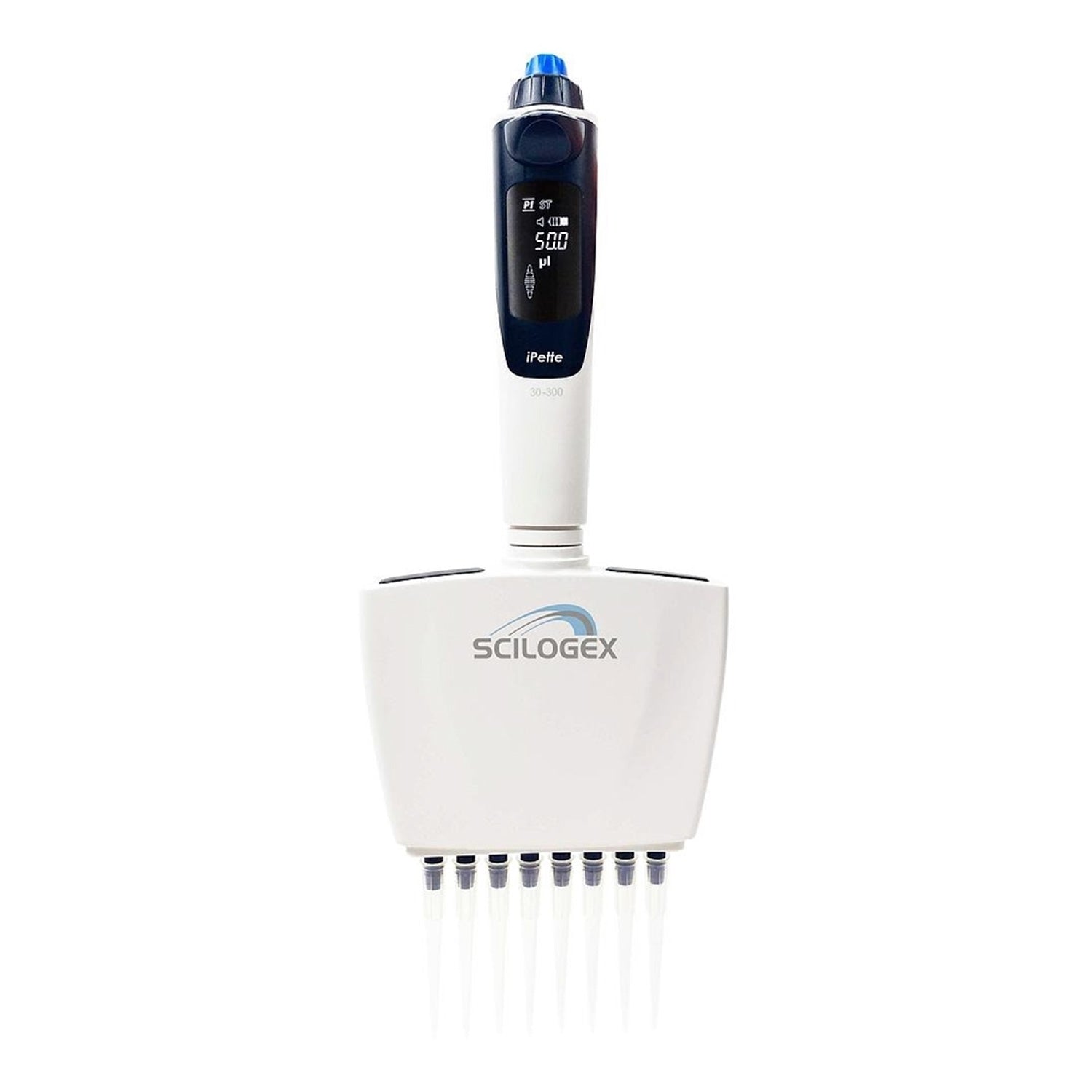 SCILOGEX iPette Plus 8-Channel Electronic Pipettor, Adjustable Multi-Channel Pipette with LED Display, Ergonomic Design, (0.5–300 µL)