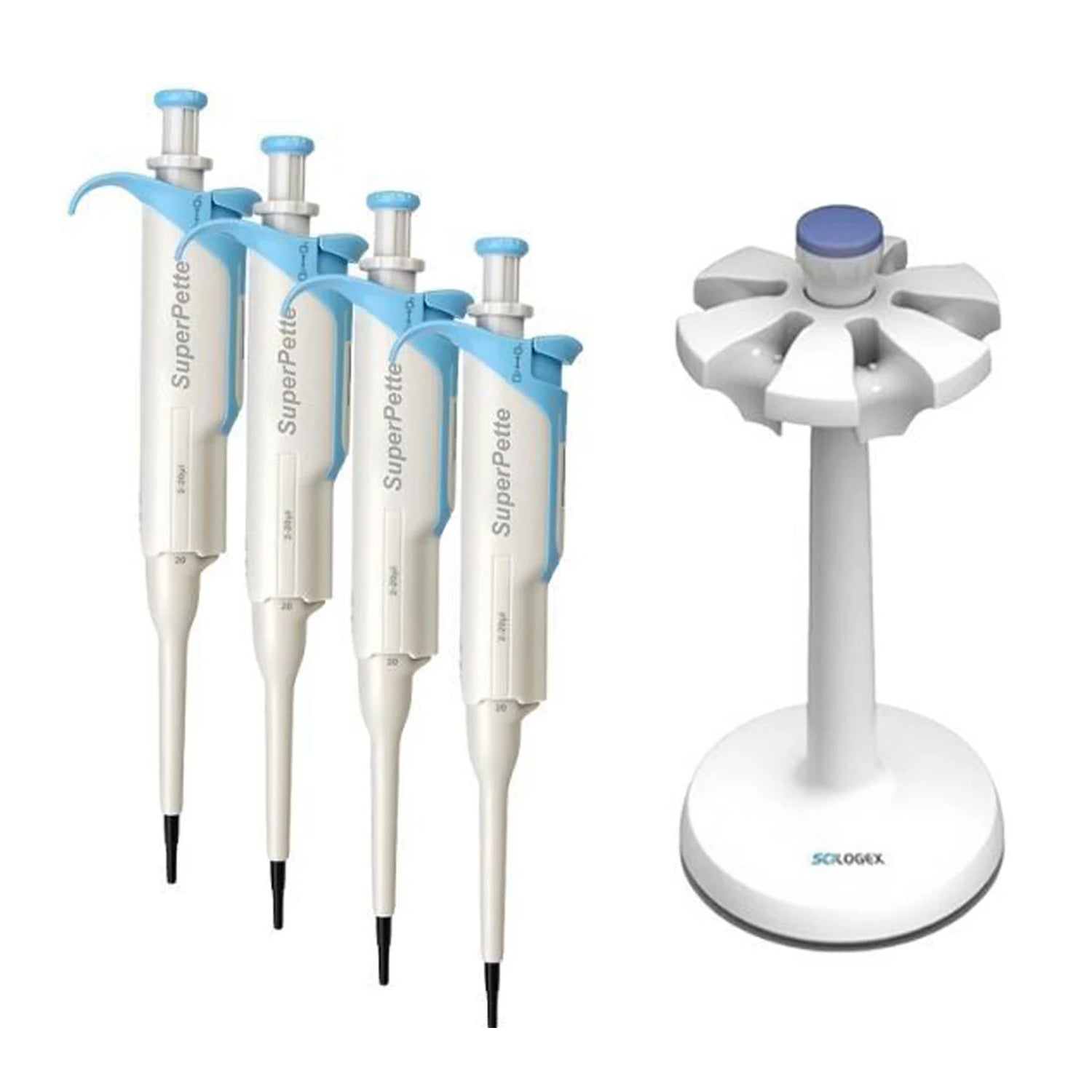 Scilogex SuperPette Pipettor Starter Kit-2 – 4 Pipettes & Carousel Stand, Autoclavable, ISO Certified