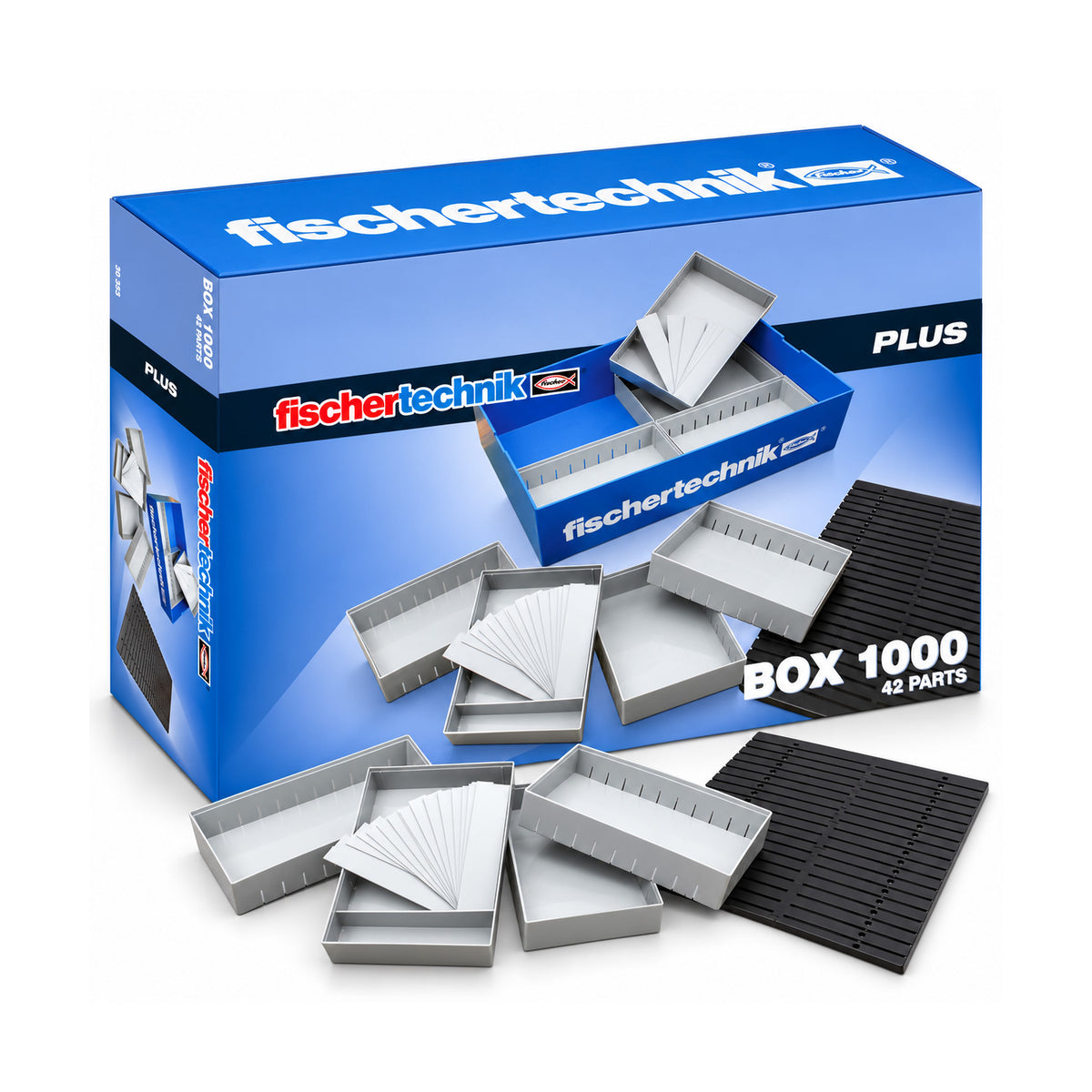 fischertechnik Box 1000 Storage Organizer with 8 Sorting Trays, 32 Dividers & Building Base Plate
