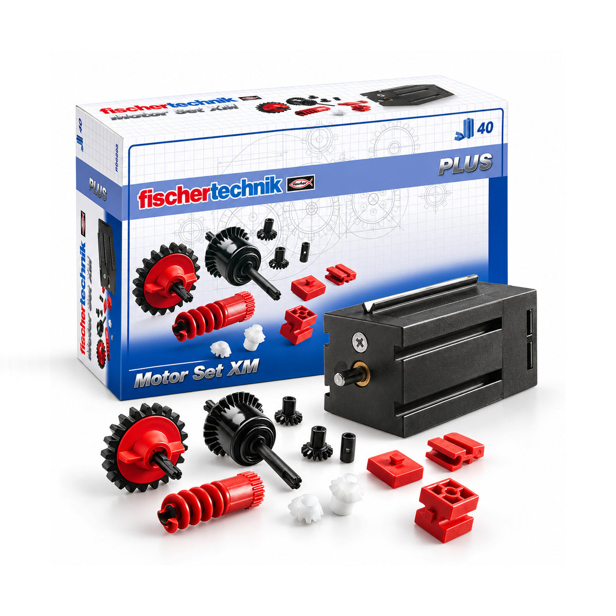 fischertechnik Motor Set XM – 9V Geared Motor with Gears, Axles & Gearbox Components, 3W, 340 RPM