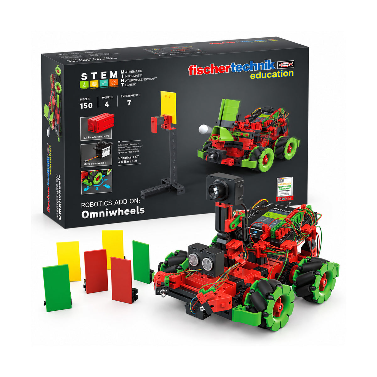 fischertechnik Robotics Add-On Omniwheels STEM Robotics & Coding Expansion Kit, 331 Pieces