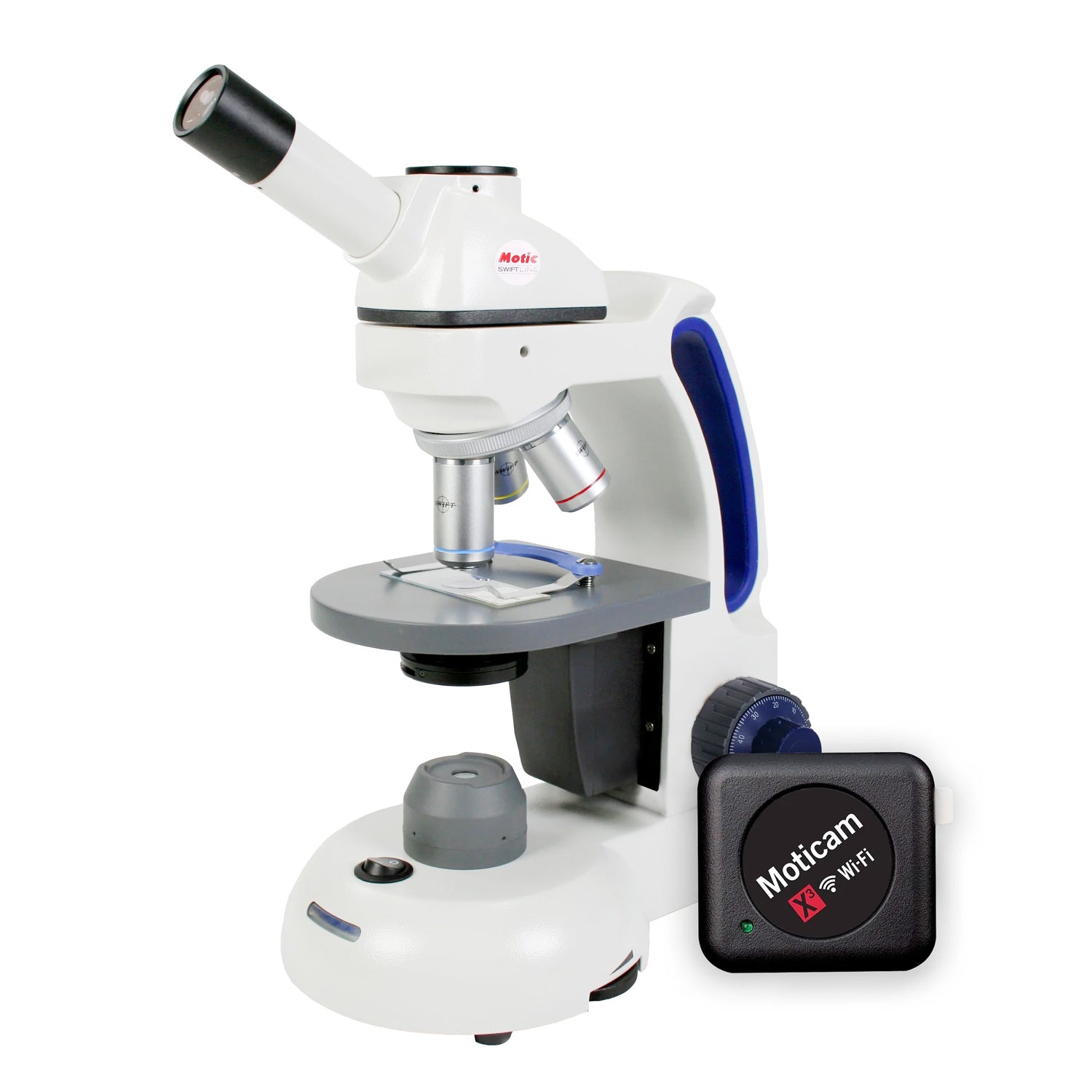 Swift M3603C-WF3-X5 Cordless Monocular LED Microscope with 4.0MP WiFi Digital Camera – Student Laboratory Bundle