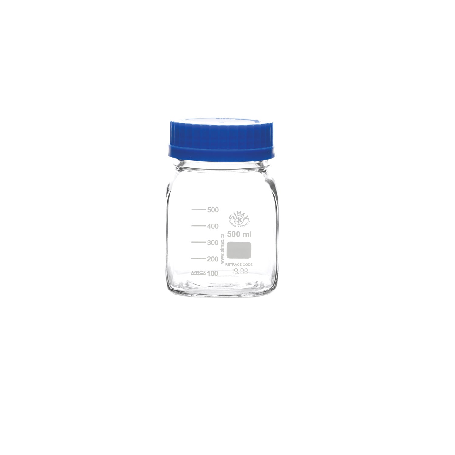 GL 80 Wide Mouth Square Media Storage Bottles, Borosilicate Glass, Autoclavable, with Screw Caps (500–5000 mL)