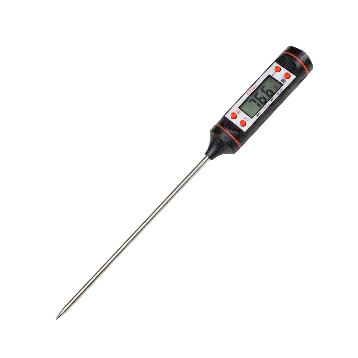 United Scientific® Digital Thermometer with Stainless Steel Probe – Wide Range -50°C to 300°C (-58°F to 572°F)