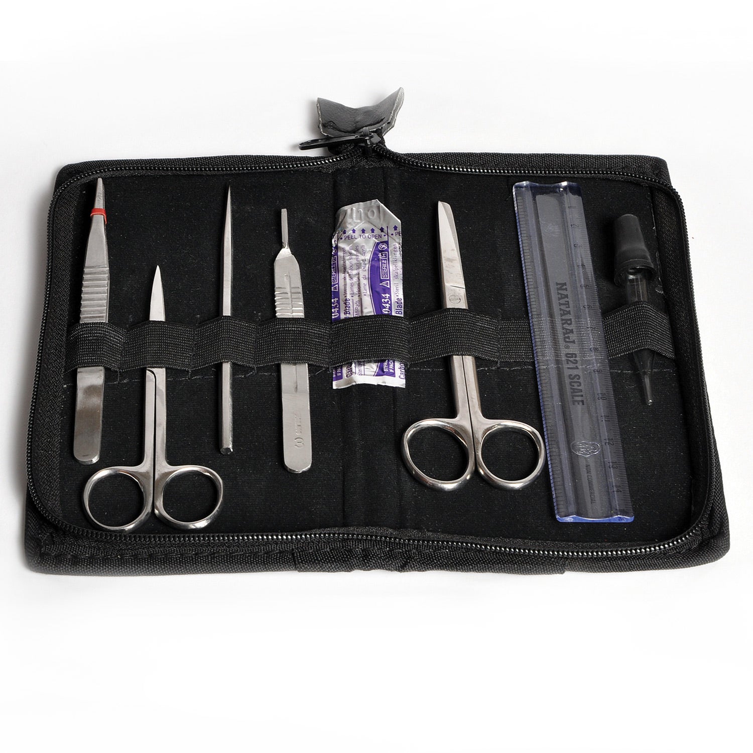 United Scientific® Economy Dissecting Instruments Set – 7 Piece Stainless Steel Kit with Vinyl Pouch