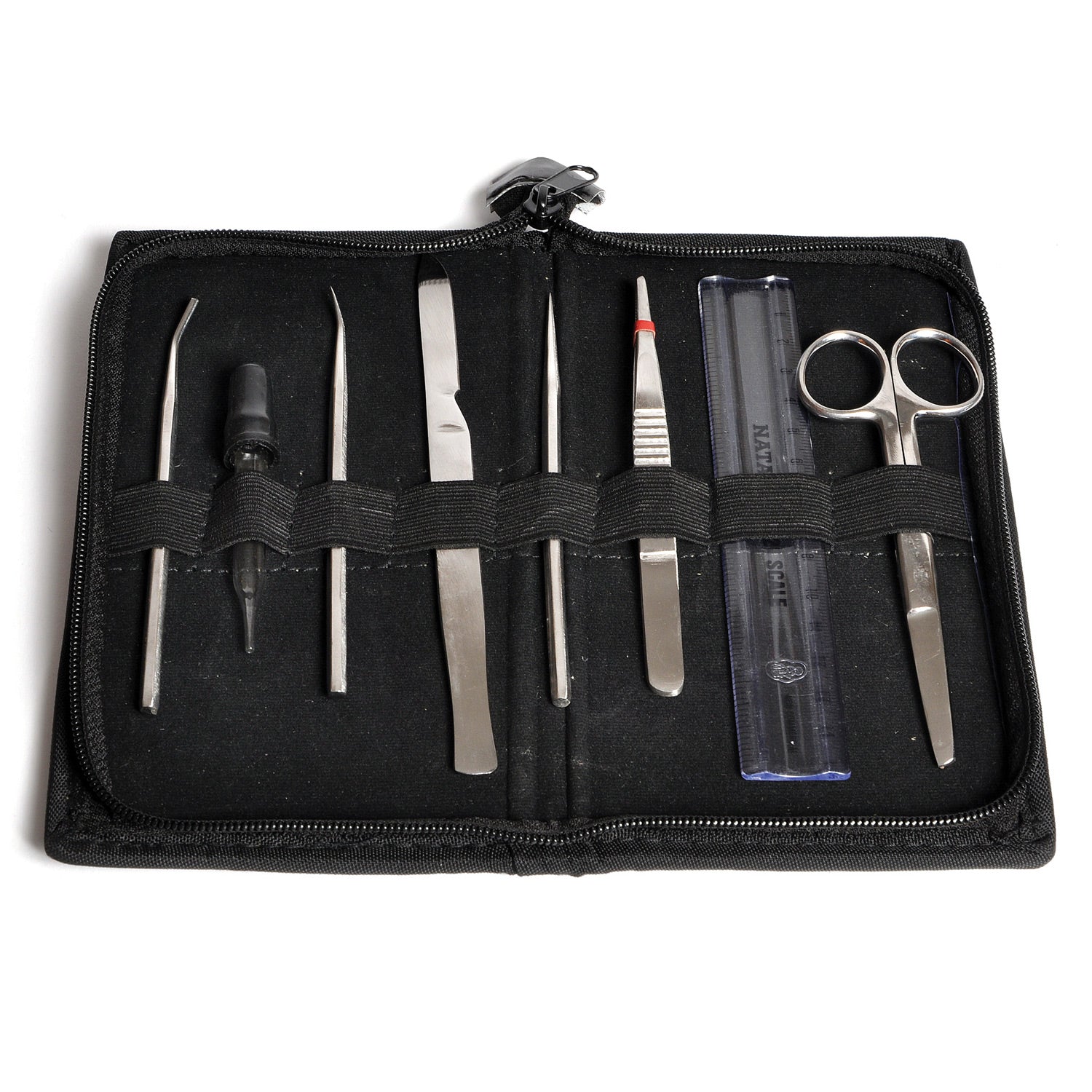 United Scientific® Economy Dissecting Instruments Set – 7 Piece Stainless Steel Kit with Vinyl Pouch