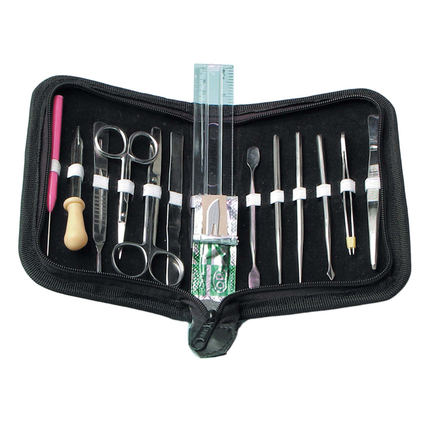 United Scientific® Economy Dissecting Instruments Set – 7 Piece Stainless Steel Kit with Vinyl Pouch