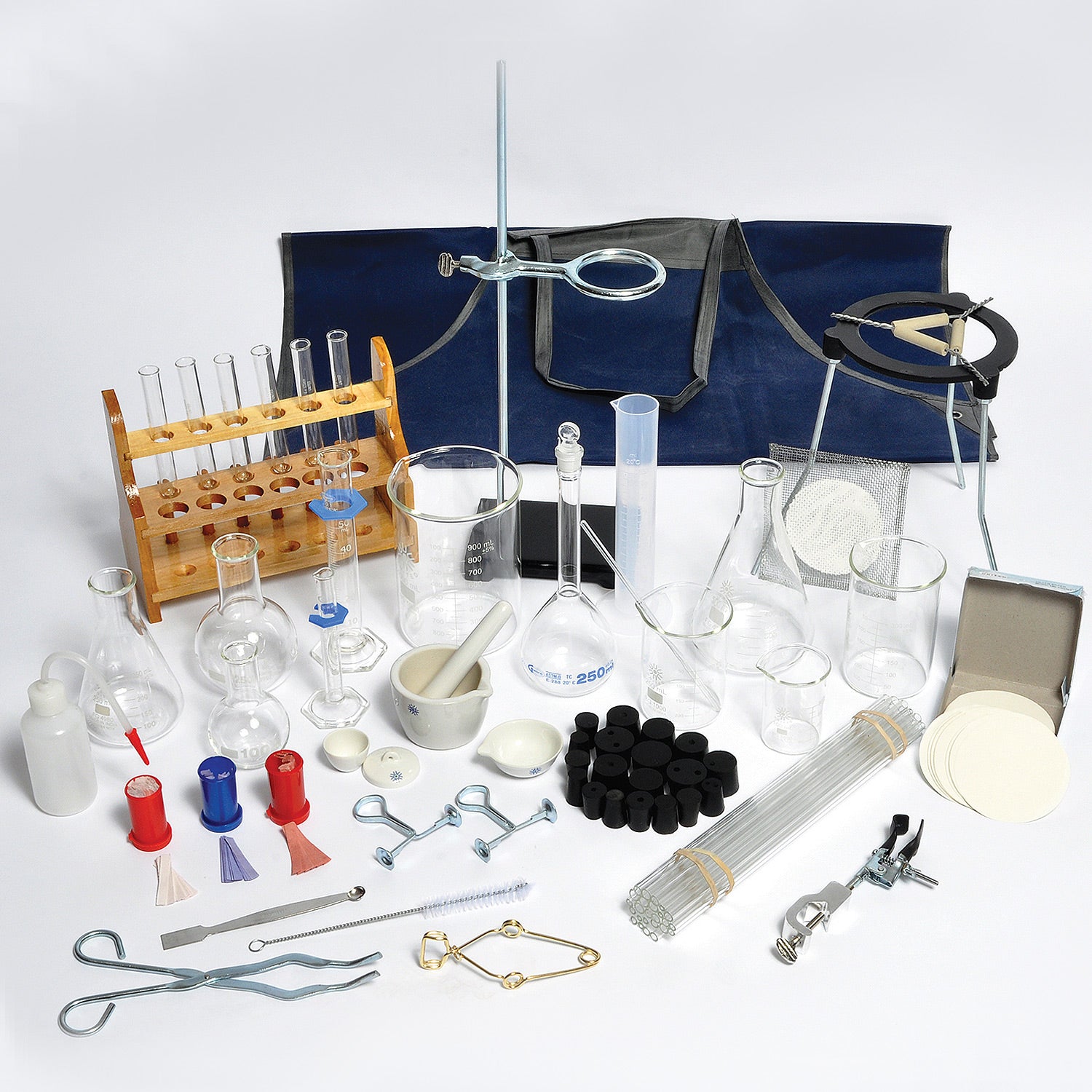 United Scientific® Deluxe Chemistry Lab Hardware Kit – 48-Piece Glassware, Plasticware & Porcelain Set for School or Home Labs