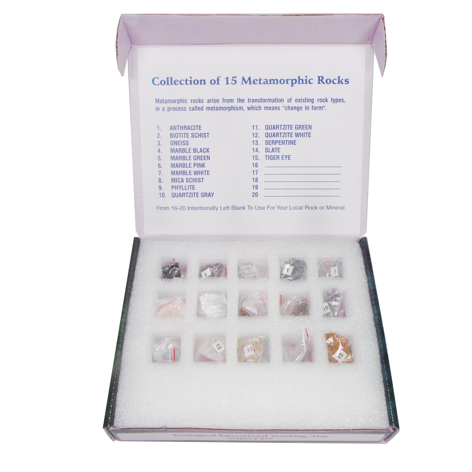 United Scientific® Metamorphic Rock Set – 15 Classroom Geology Specime ...