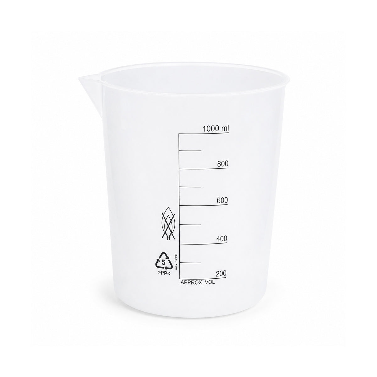 Polypropylene Beakers with Printed Graduations & Pour Spout, Autoclavable Lab Beakers, 50mL–10000mL