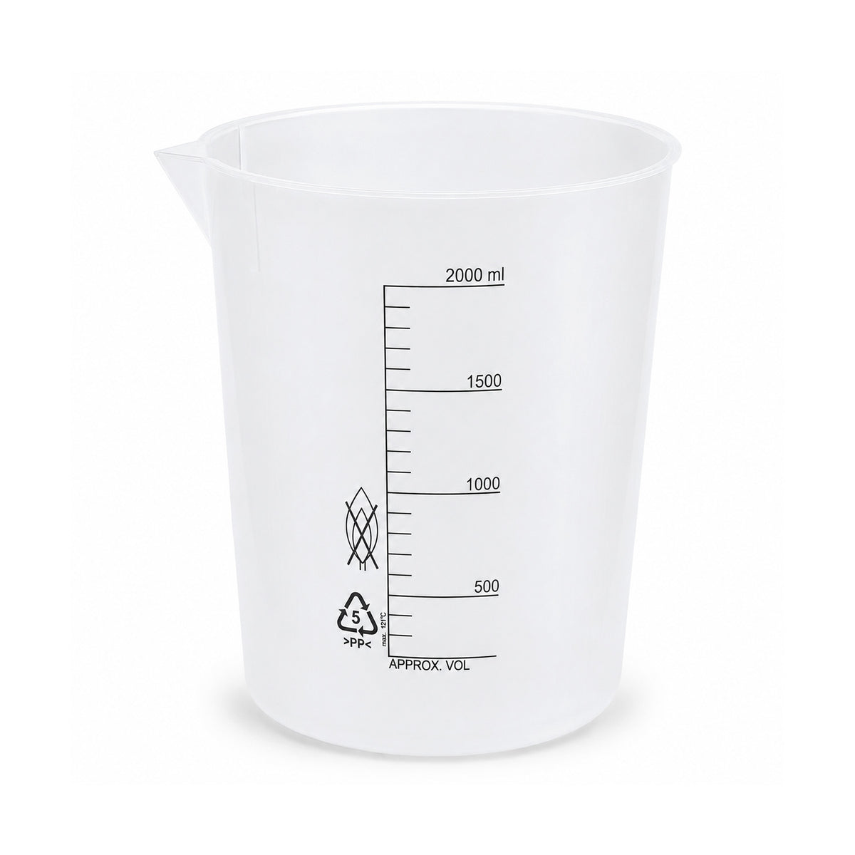 Polypropylene Beakers with Printed Graduations & Pour Spout, Autoclavable Lab Beakers, 50mL–10000mL
