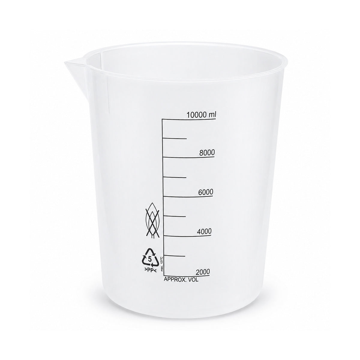 Polypropylene Beakers with Printed Graduations & Pour Spout, Autoclavable Lab Beakers, 50mL–10000mL