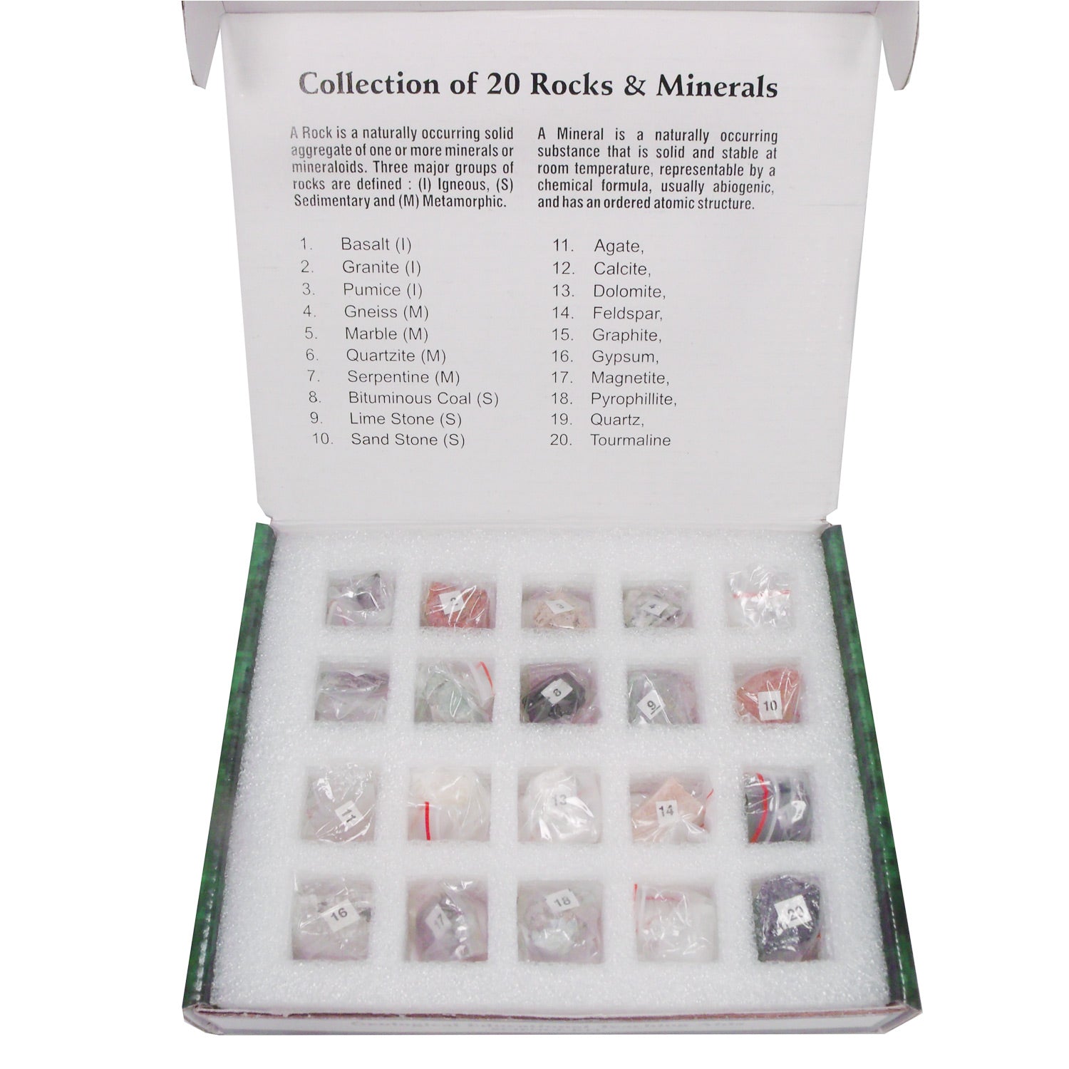 United Scientific® Rock and Mineral Collection – 20 Classroom Specimens for Geology & Earth Science Education
