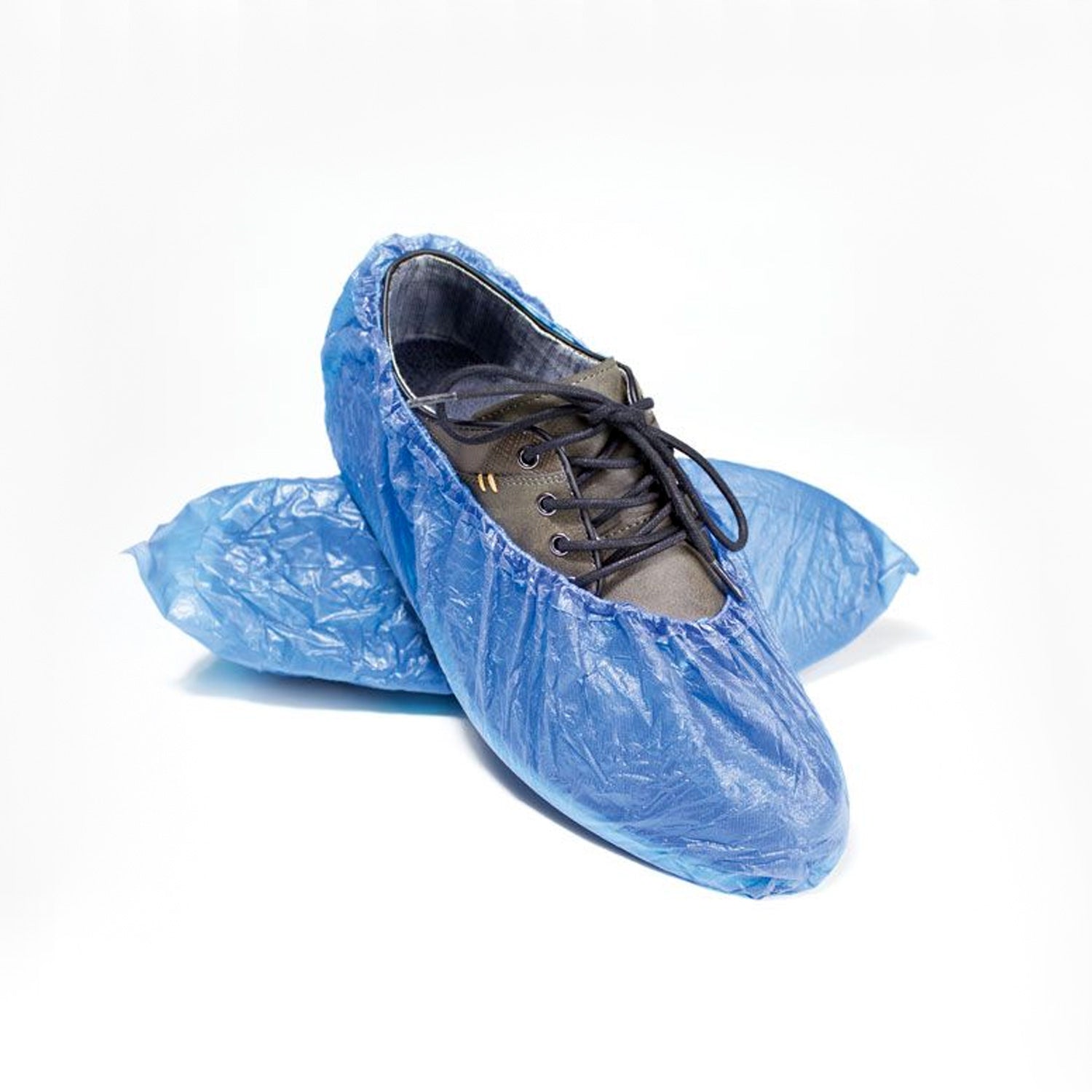 United Scientific® Disposable Shoe Covers – CPE, Blue, Non-Slip, Elastic Top, One Size Fits Most (Pair)