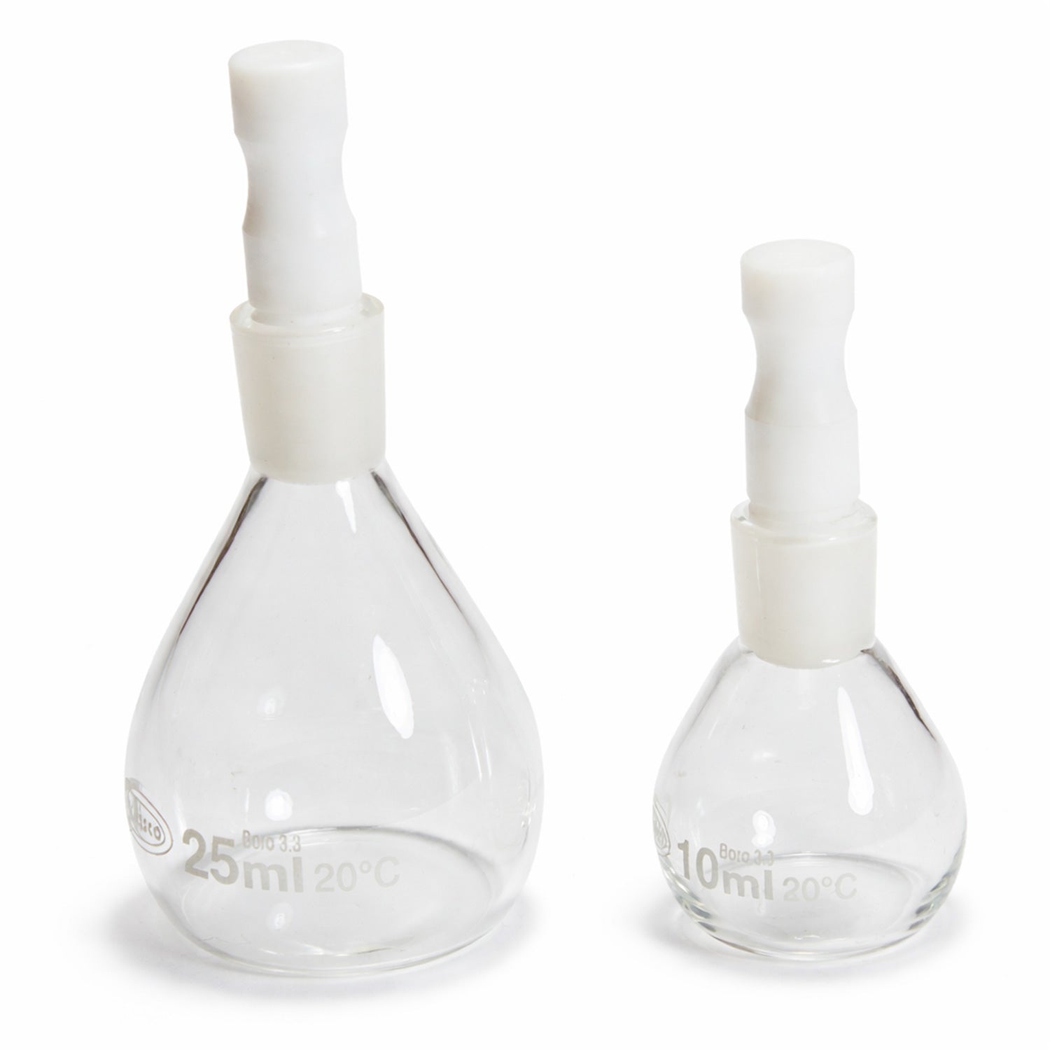 Specific Gravity Bottle, Borosilicate Glass with PTFE Stopper, Density Determination Flask (10–25 mL)