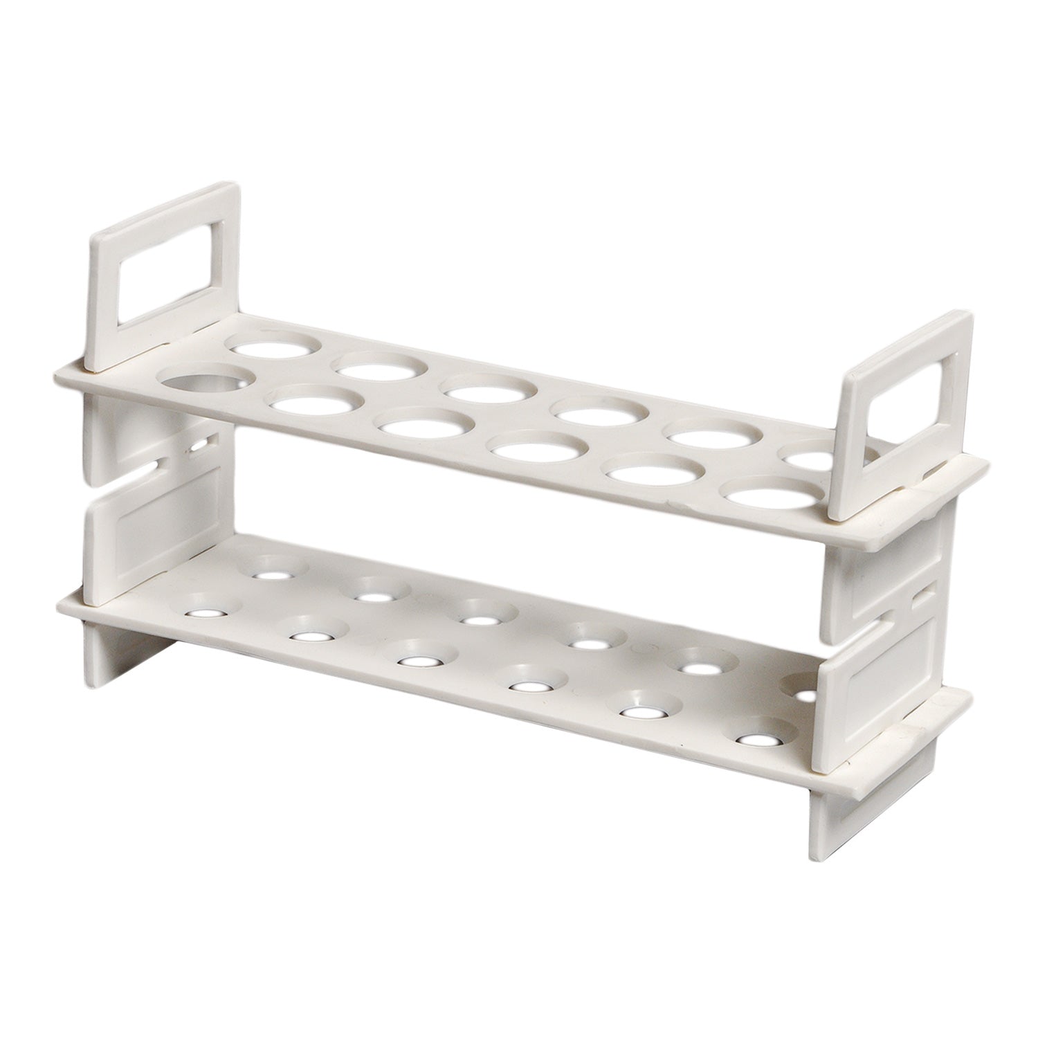 United Scientific® Plastic Test Tube Rack – 12-Tube Capacity, Polypropylene, Chemical-Resistant, Unassembled