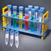 United Scientific® 15mL Plastic Test Tube Rack Set with 12 Graduated Screw Cap Tubes – Two-Tier Polypropylene Rack for Lab & Classroom Use