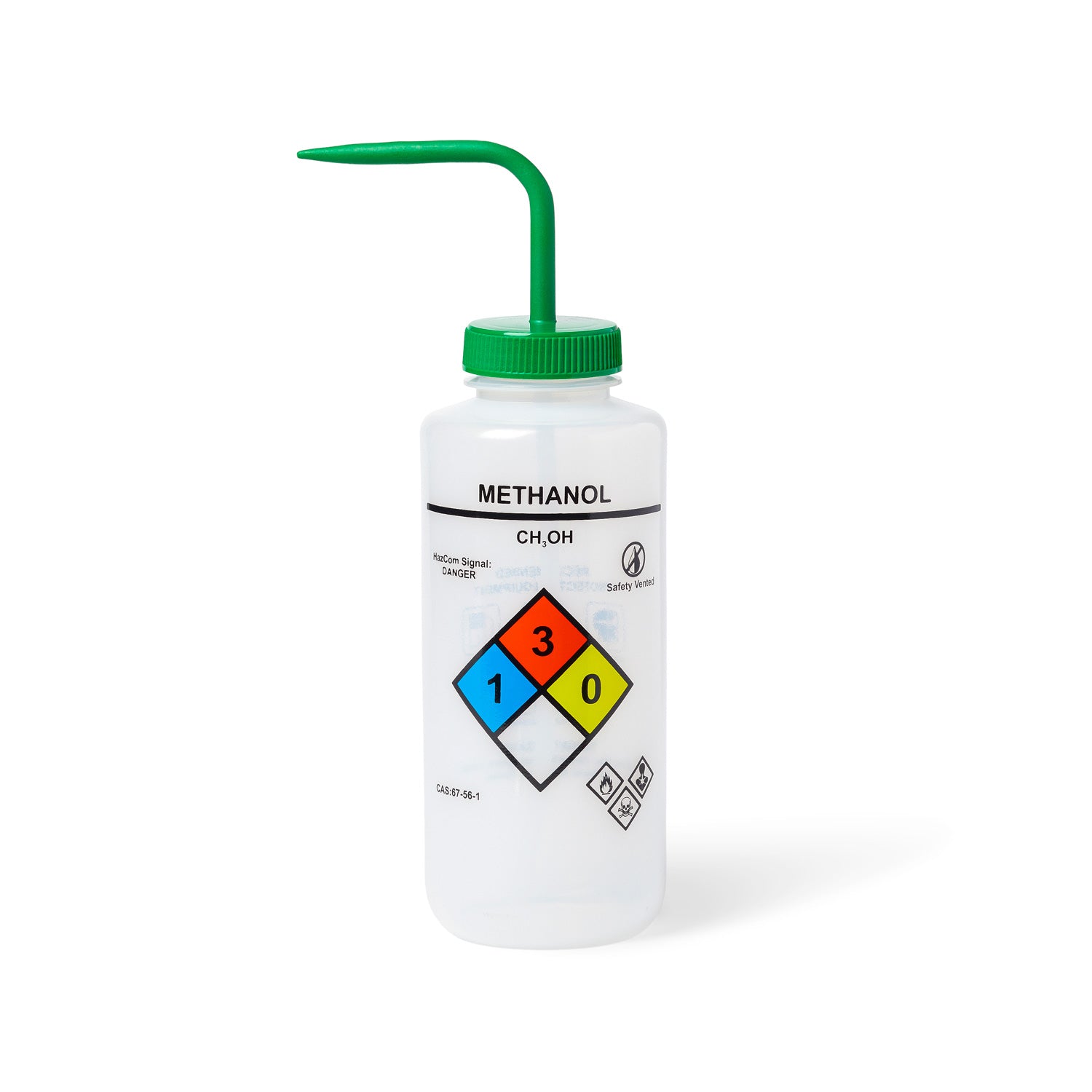 United Scientific® UniSafe™ Acetone Vented Wash Bottle, 1000mL – GHS Compliant LDPE Safety Bottle