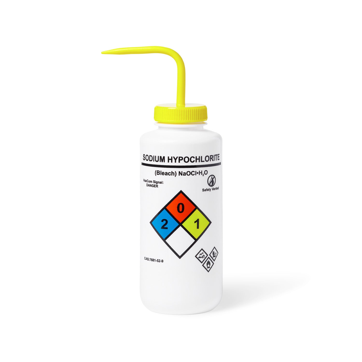 United Scientific® UniSafe™ Acetone Vented Wash Bottle, 1000mL – GHS Compliant LDPE Safety Bottle