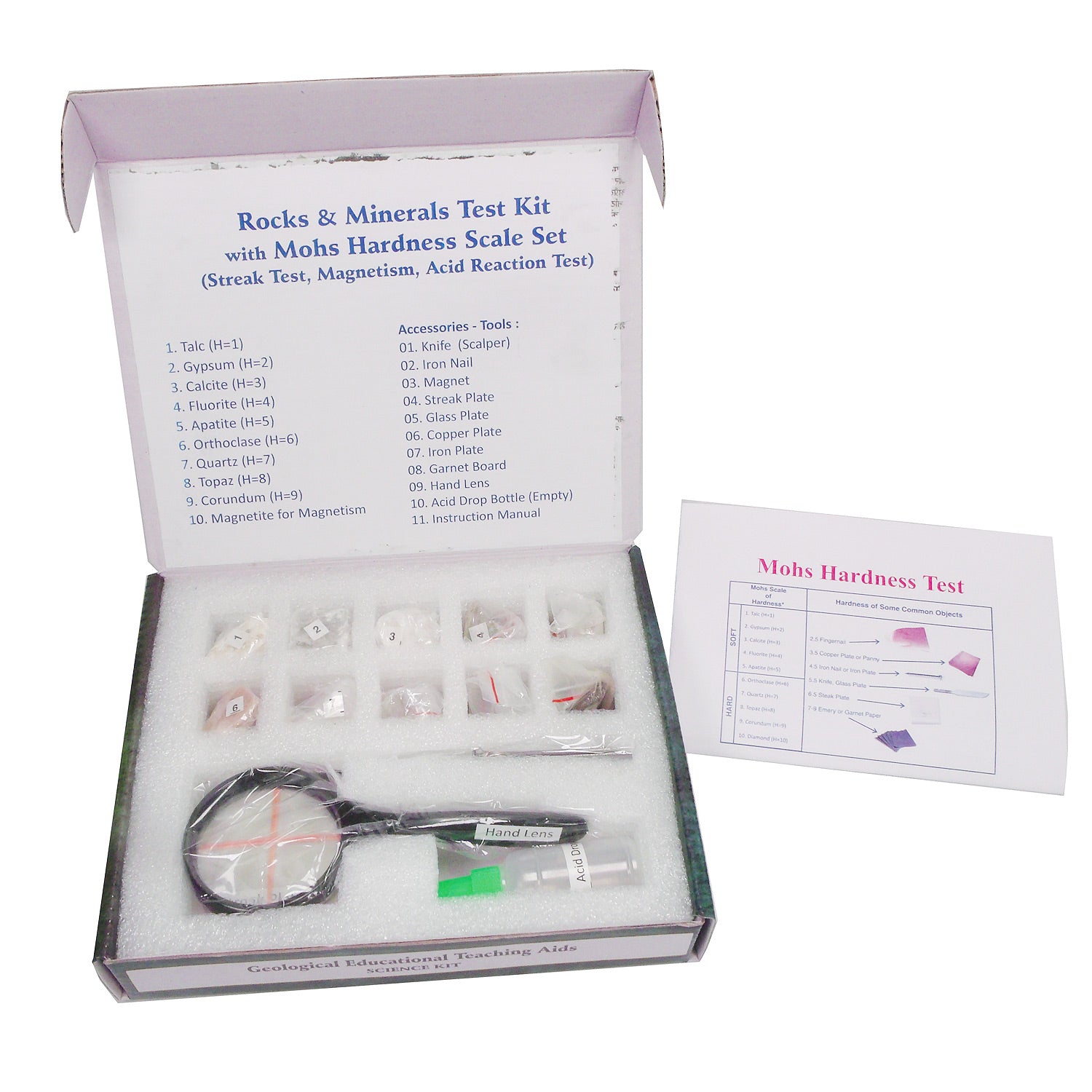 United Scientific® Mineral Activity Kit – 20 Rock & Mineral Specimens with Testing Tools for Geology & Earth Science Education