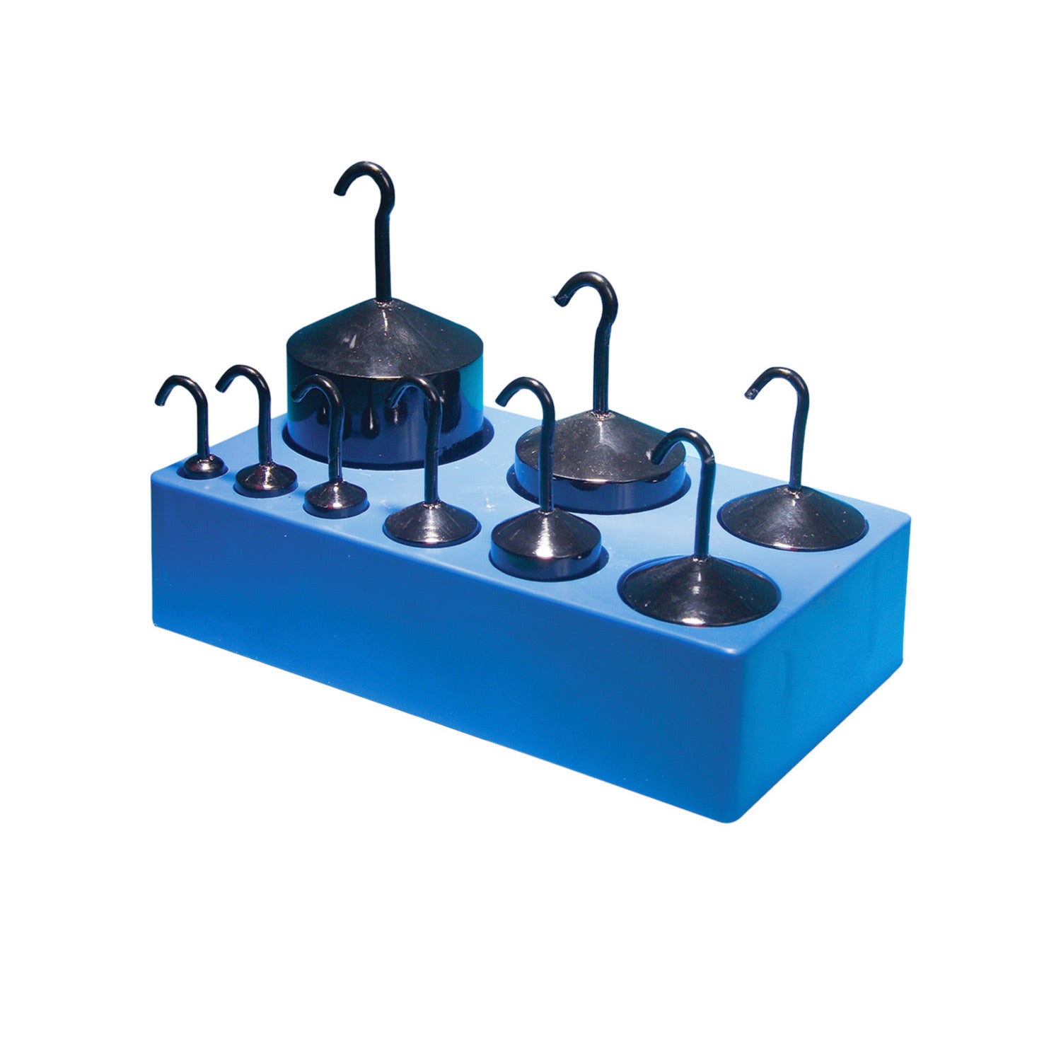 United Scientific® Hooked Weight Set – 9 Piece Cast Iron Masses with Black Enamel Finish & Storage Box