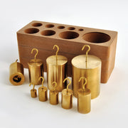 United Scientific® Hooked Double-Ended Brass Weight Set – 9 Piece Precision Masses for Physics & Classroom Experiments