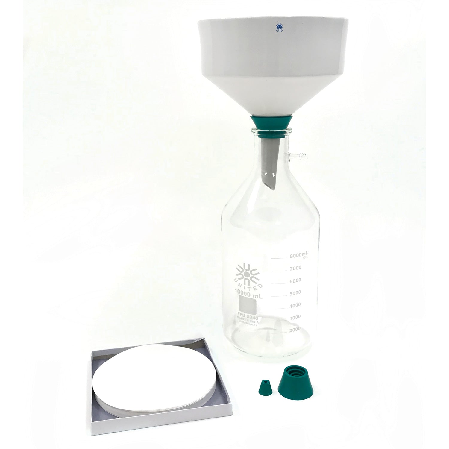 United Scientific® Winterization Lab Filtration Kit – Buchner Funnel, Borosilicate Filtering Flask & Filter Paper Set (2–10 L)