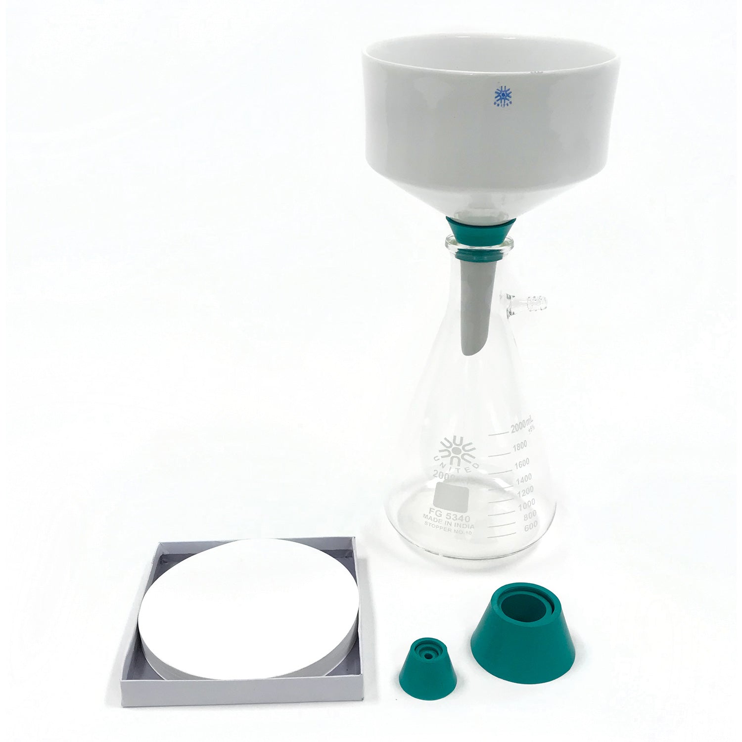 United Scientific® Winterization Lab Filtration Kit – Buchner Funnel, Borosilicate Filtering Flask & Filter Paper Set (2–10 L)